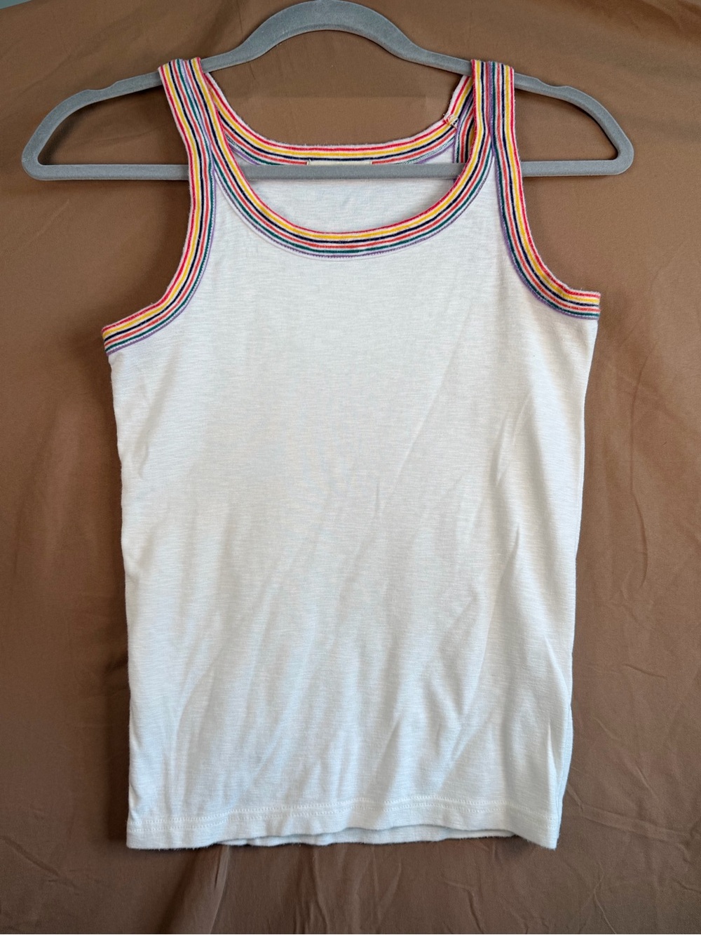 Madewell Rainbow Stripe Ringer Tank Top White Retro 70s Y2K Small
